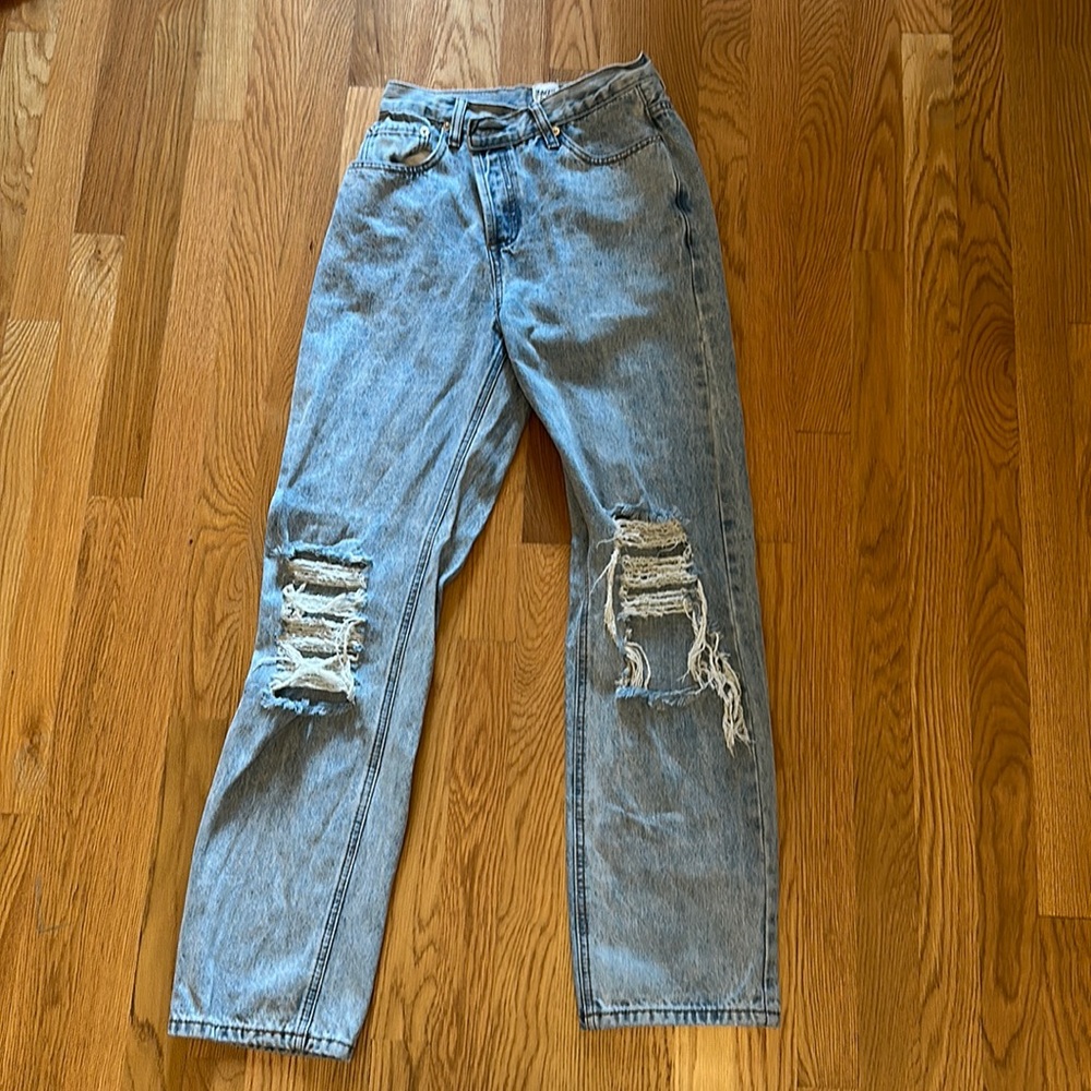 Holly Asymmetrical Ripped Leg Jeans